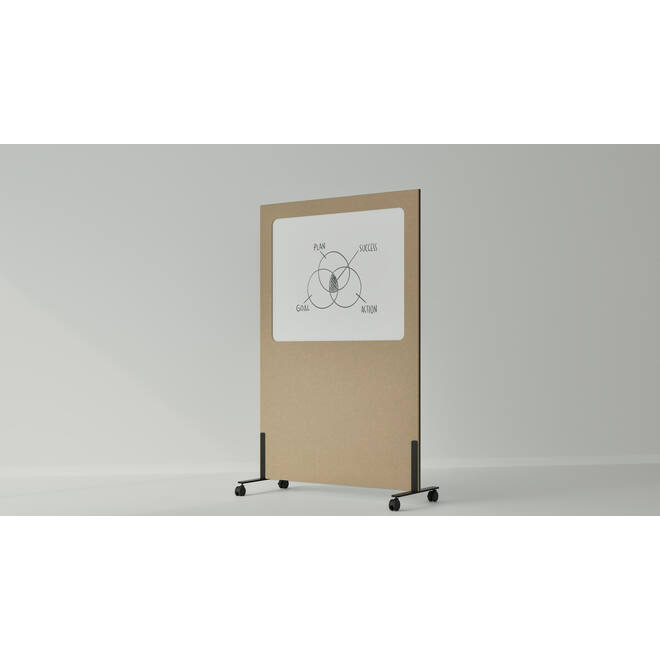 Akoestische whiteboard Silva, 200 x 120 cm, Donkergrijs, verrijdbaar