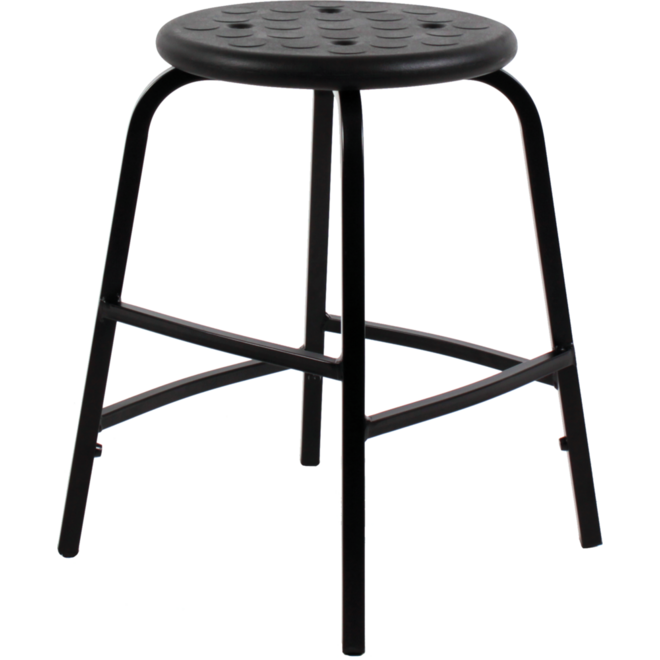 Taboeret 50H verspr. steunen, frame zwart, zitting PUR zwart