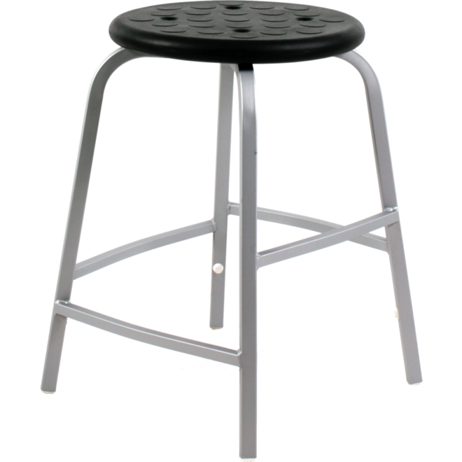 Taboeret 50H verspr. steunen frame RAL9006 zitting PUR zwart