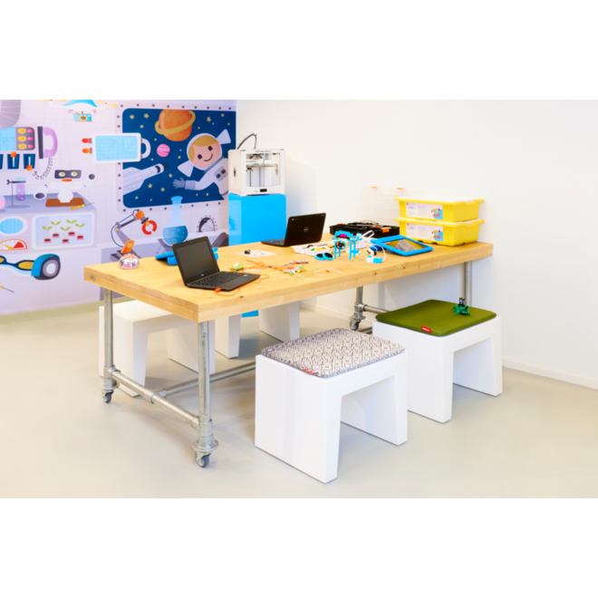 Roomdivider 200 x 200 cm, wit frame, verrijdbaar
