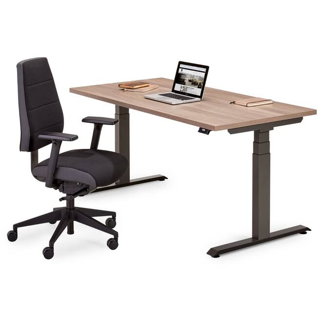 Bureau Flex 3+, Oak medium, onderstel Shadow grey, 160x80 cm