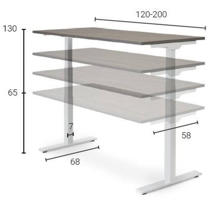 Bureau S-Line, Oak light, onderstel wit, 160x80 cm