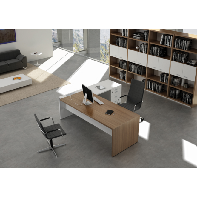 Werkplek T45 hoekopstelling 73 cm hoog, 200 x 194 cm incl. ladekast