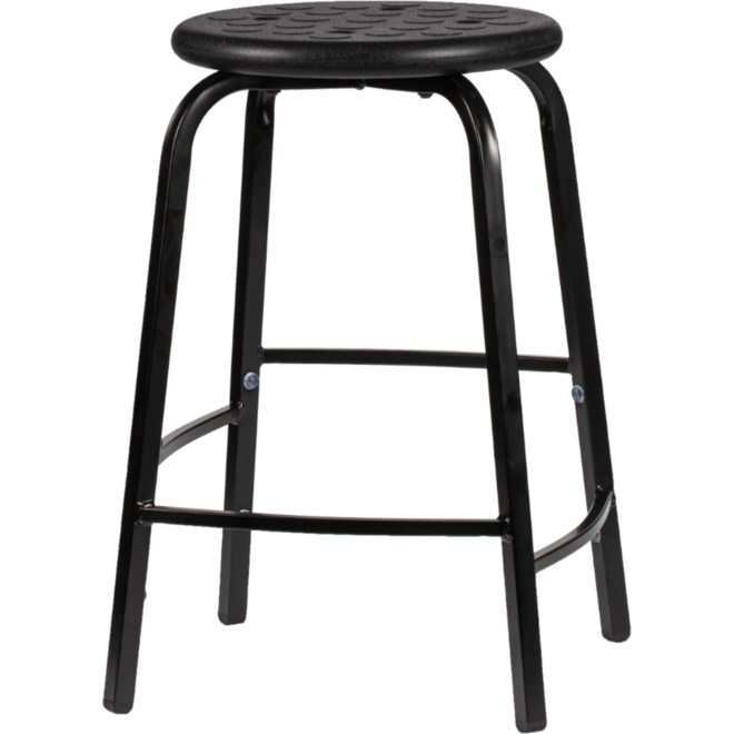 Taboeret zithoogte 46, frame zwart, zitting zwart (PUR)