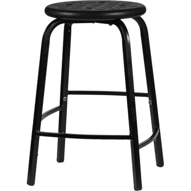 Taboeret zithoogte 46, frame zwart, zitting zwart (PUR)