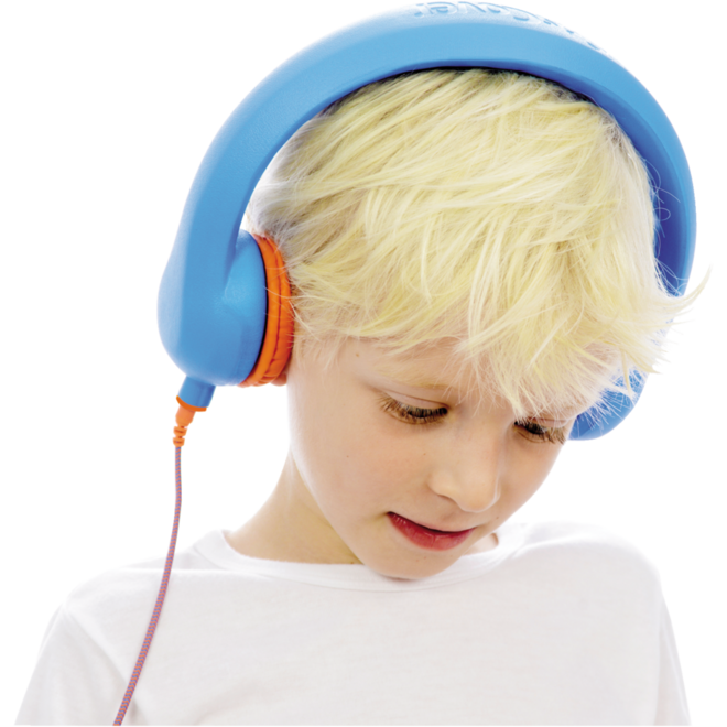Safe 'n Sound hoofdtelefoon blauw, met afneembare textiel kabel
