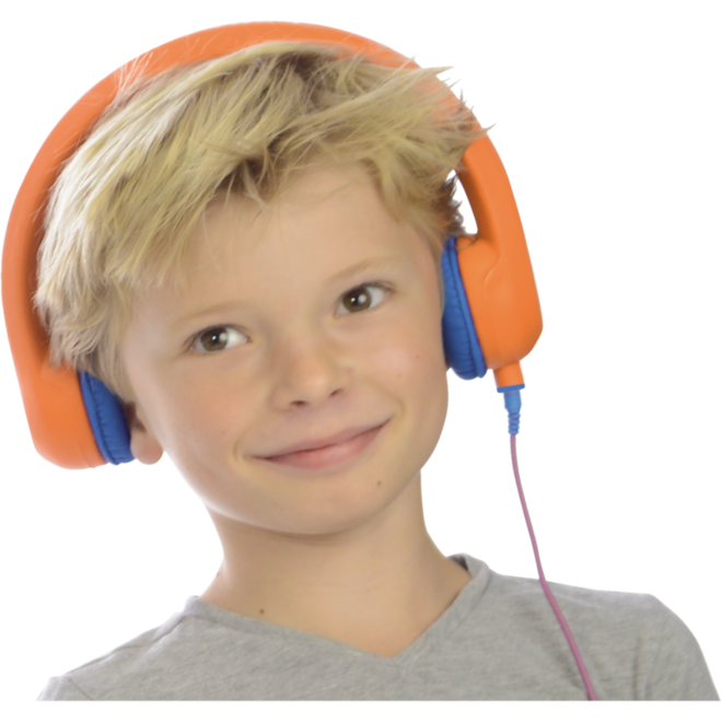 Safe 'n Sound hoofdtelefoon oranje, met afneembare textiel kabel