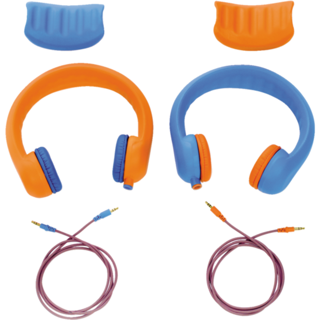Safe 'n Sound hoofdtelefoon set van 6 st. (blauw/oranje) + 3 extra kabels