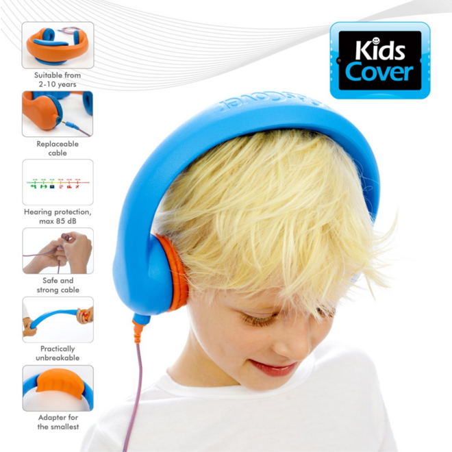 Safe 'n Sound hoofdtelefoon set van 6 st. (blauw/oranje) + 3 extra kabels