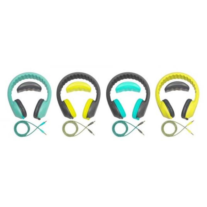 Safe 'n Sound hoofdtelefoon set van 6 st. (aqua/lime) + 3 extra kabels