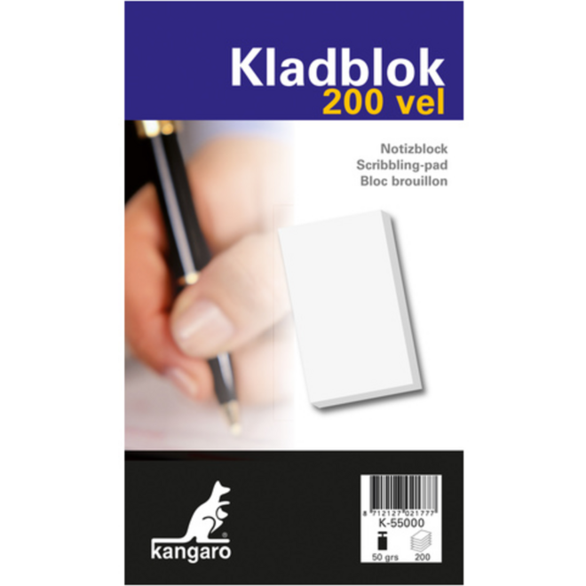 Kladblok 11,5 x 20 cm, 200 vel met voorblad