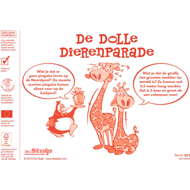 Beloningsstickers 431 dolle dieren parade, 35 motieven, 700 stuks