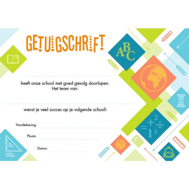 Getuigschrift 2510 schooliconen, 10 stuks
