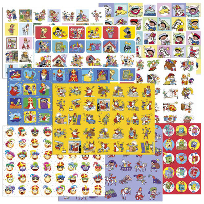 Beloningsstickers mixserie Sint 319008, 15 motieven per vel, 720 stuks