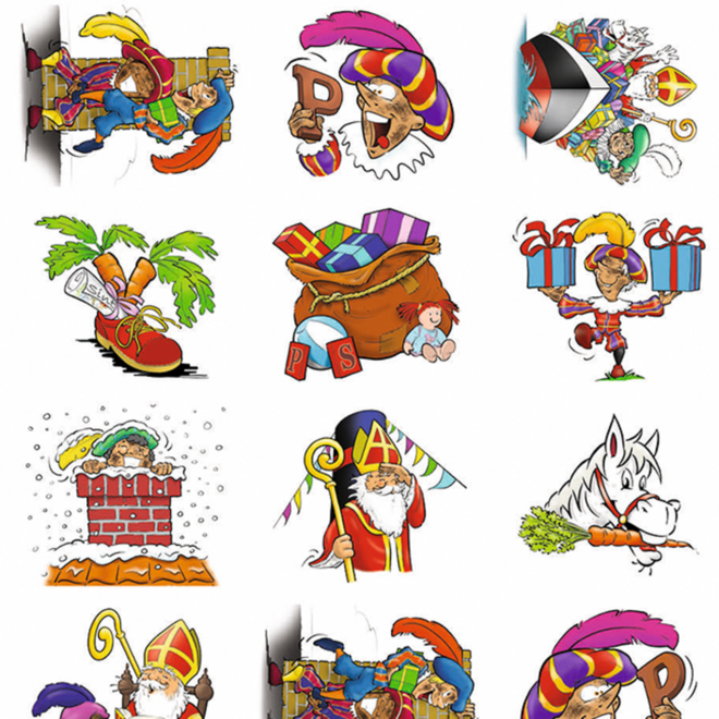 Beloningsstickers 426 Sint met pietjes, 30 motieven, 600 stuks