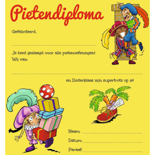 Pietendiploma's 2345, 25 stuks