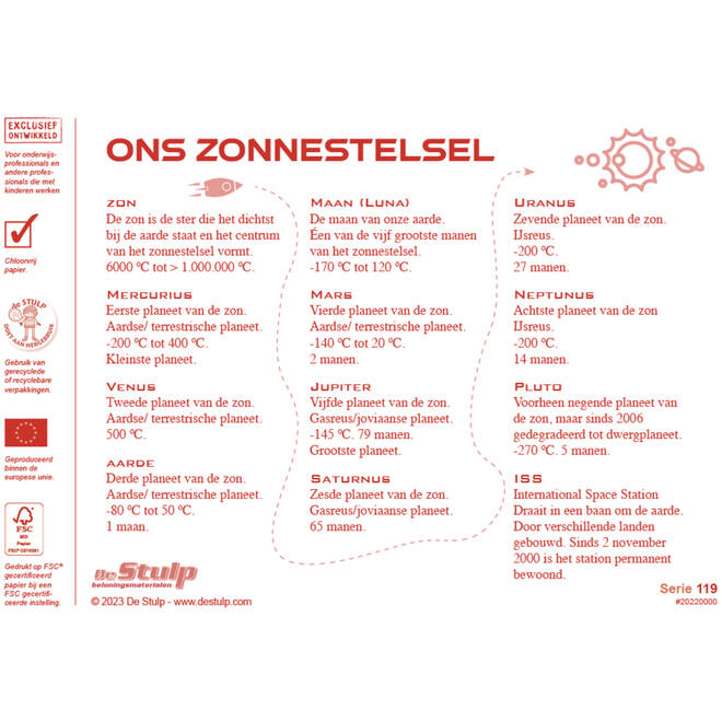 Beloningsstickers 119 Ons Zonnestelsel 20 motieven, 240 stickers