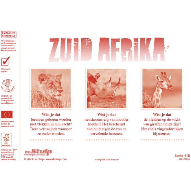 Beloningsstickers 118 Zuid Afrika 30 motieven, 600 stickers