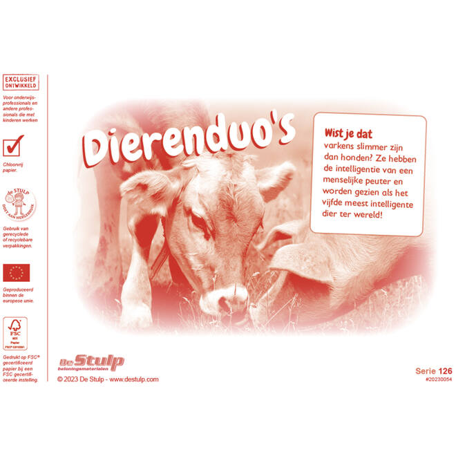 Beloningsstickers 126 Dierenduo's  Zuid Afrika 30 motieven, 600 stickers