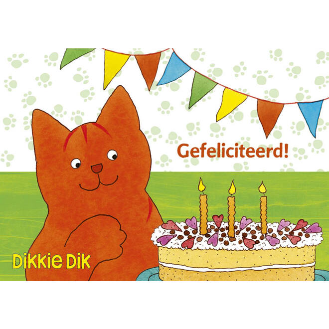 Miniposters Dikkie Dik gefeliciteerd 1112 4 motieven, 20 stuks