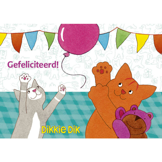 Miniposters Dikkie Dik gefeliciteerd 1112 4 motieven, 20 stuks