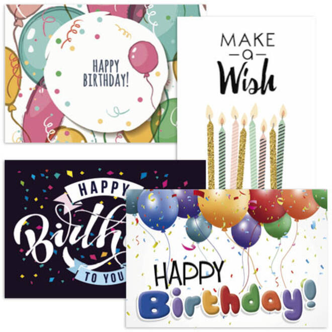 Ansichtkaarten Happy Birthday 5771 4 motieven, 48 kaarten