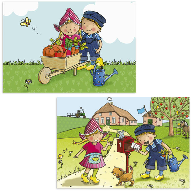 Miniposters Fien en Teun 1078 2 motieven, 20 stuks