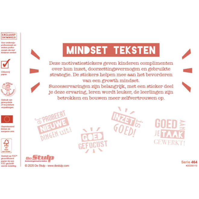 Beloningsstickers 464 Mindset Teksten, 30 motieven, 600 stuks