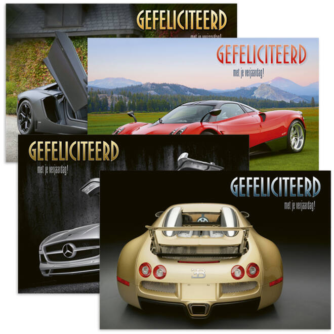 Miniposters Sportwagens 853 4 motieven, 20 stuks