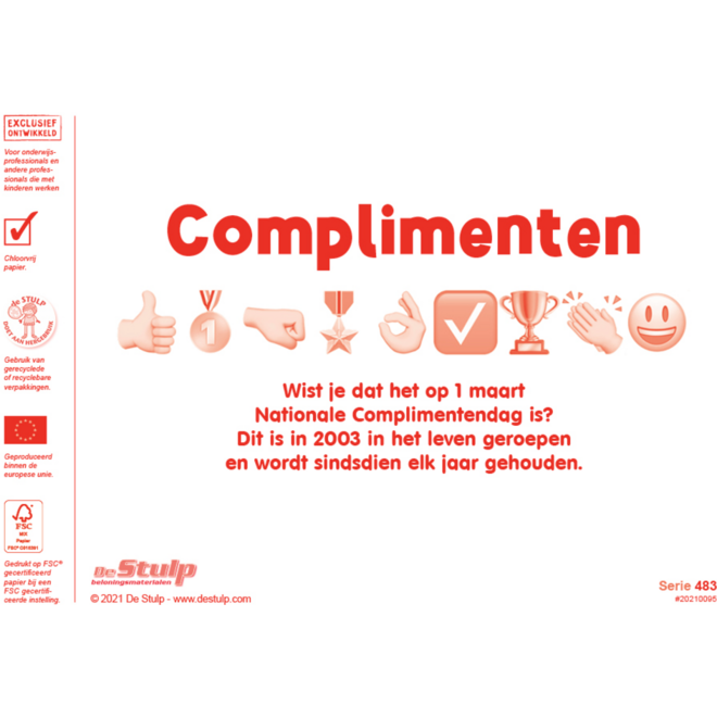 Beloningsstickers 483 complimenten, 24 motieven, 480 stuks