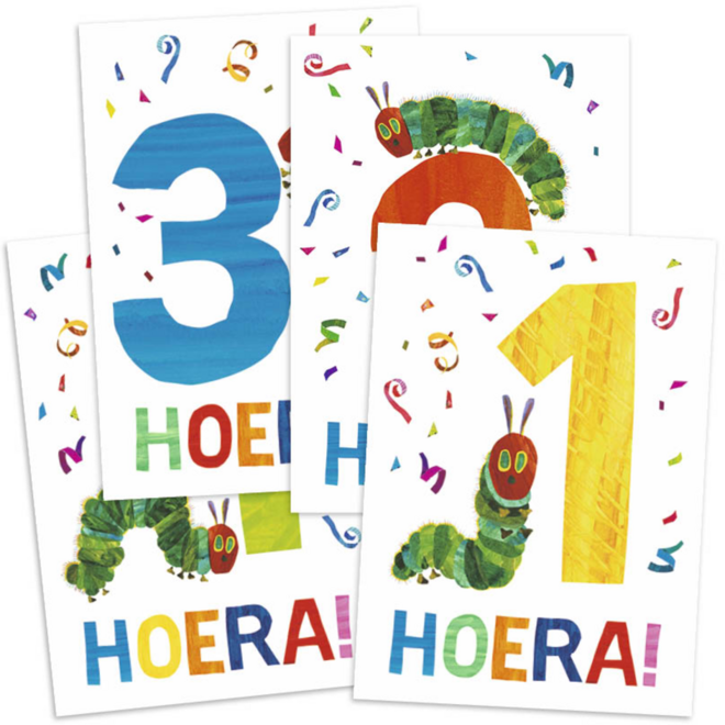 Cijferkaarten Rupsje Nooitgenoeg 1-4 jaar 5138, 4 motieven, 20 stuks
