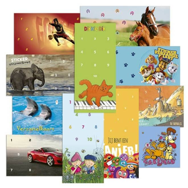 Mix verzamelkaarten 789: 11 motieven 10 x 21 cm, 22 stuks