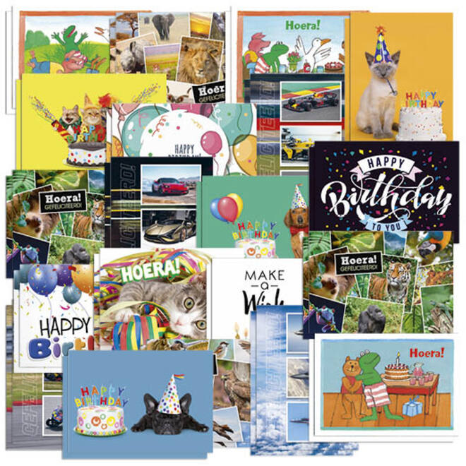 Ansichtkaarten 5415 Felicitatieteksten Mix, 20 motieven, 40 stuks