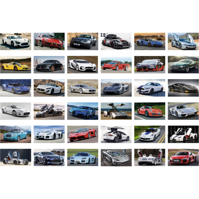 Krasstickers 585 sportcars, 36 motieven, 540 stuks