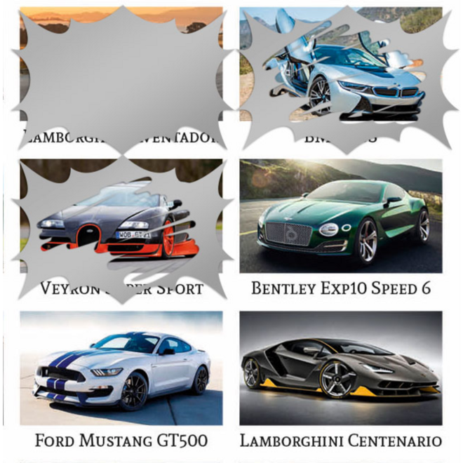 Krasstickers 585 sportcars, 36 motieven, 540 stuks