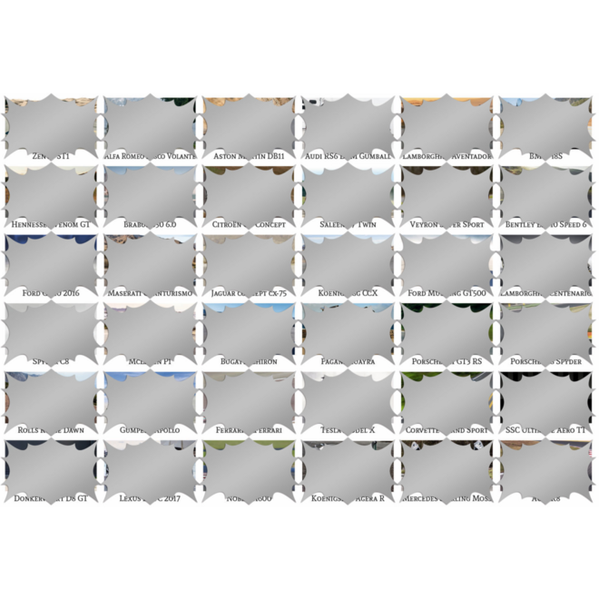 Krasstickers 585 sportcars, 36 motieven, 540 stuks
