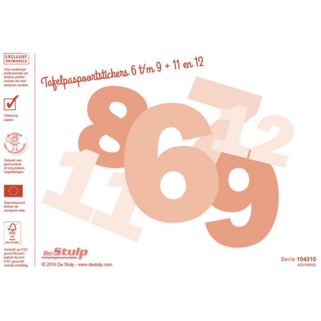 Beloningsstickers tafel 6-9 + 11-12