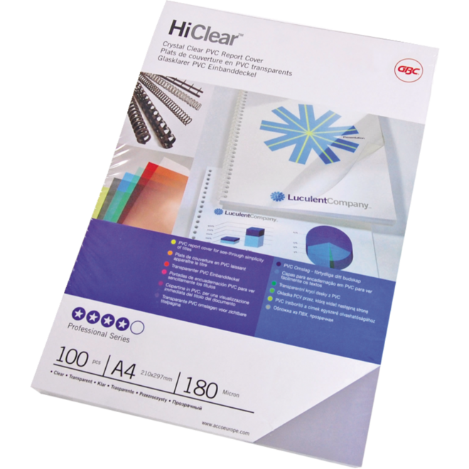 Inbindomslag A4 transparant PVC 180 micron, 100 stuks