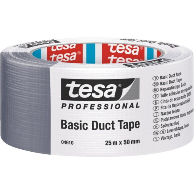 Ducttape Tesa basic universal grijs 50mm, 25 meter