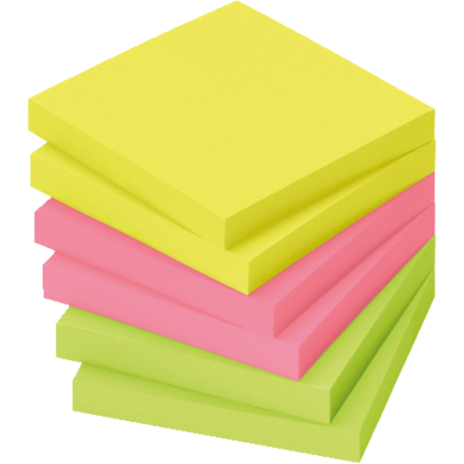Memoblaadjes 75 x 75 mm briljant, 6 blok a 80 vel
