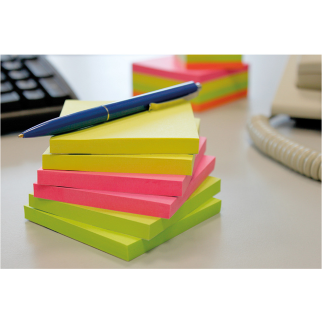 Memoblaadjes 75 x 75 mm briljant, 6 blok a 80 vel