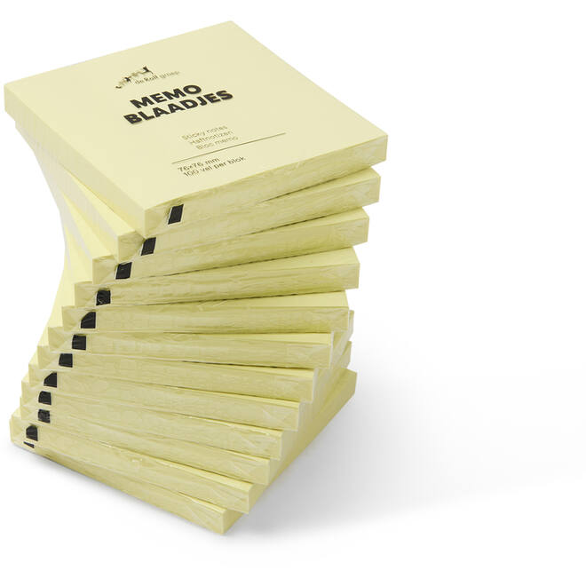 Memo notitieblaadjes 76 x 76 mm 100 vel, 12 stuks