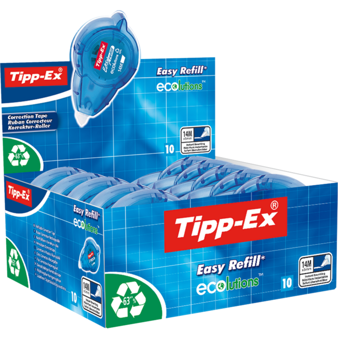 Correctieroller Tipp-Ex Ecolutions Easy Refill box met 10 stuks