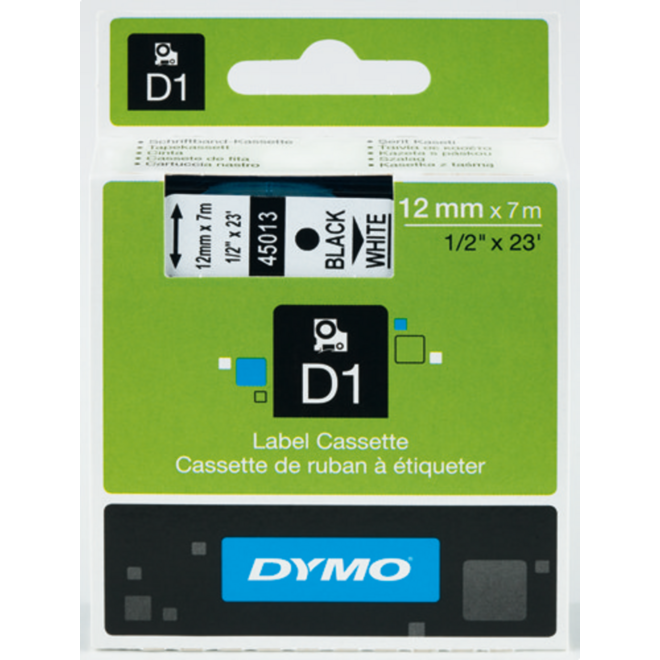 Lettertape Dymo 12 mm D1 rood/zwart