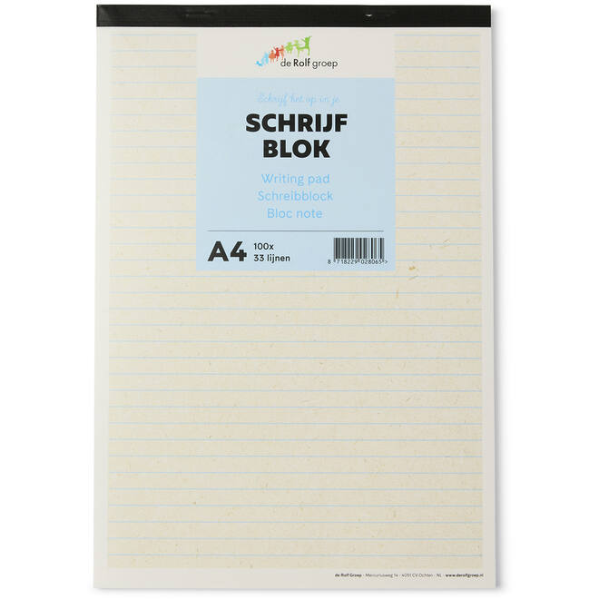 Schrijfblok A4 | de Rolf groep | 100 vel