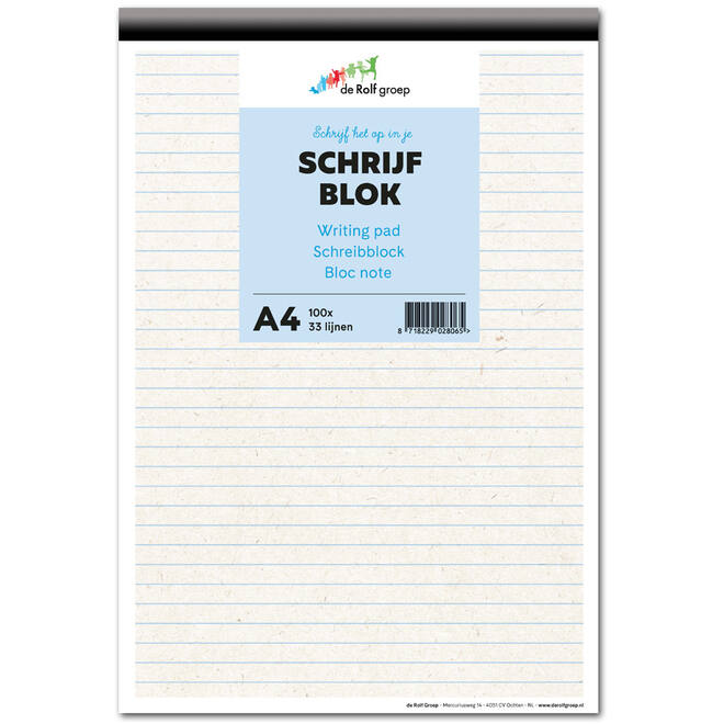 Schrijfblok A4 | de Rolf groep | 100 vel