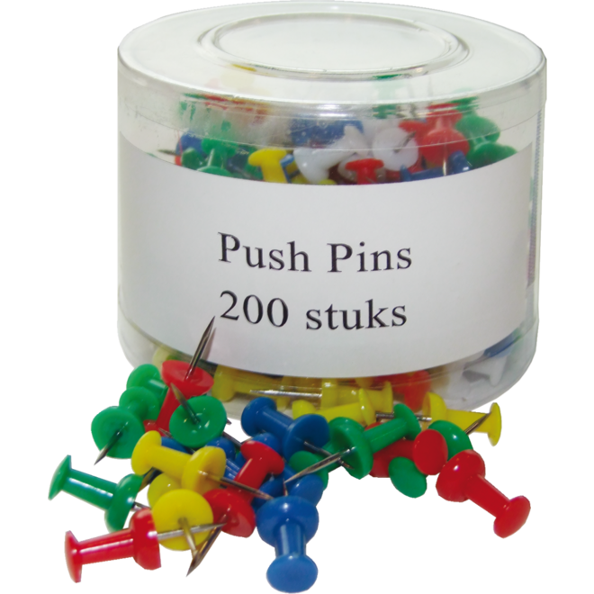 Pushpins ass. kleuren 200 stuks