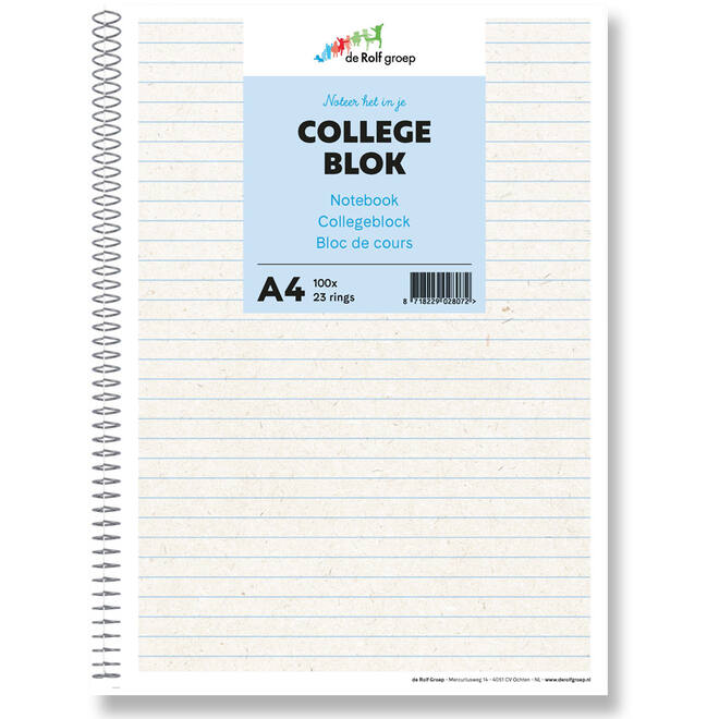 Collegeblok A4 | de Rolf groep | 23-rings, 100 vel
