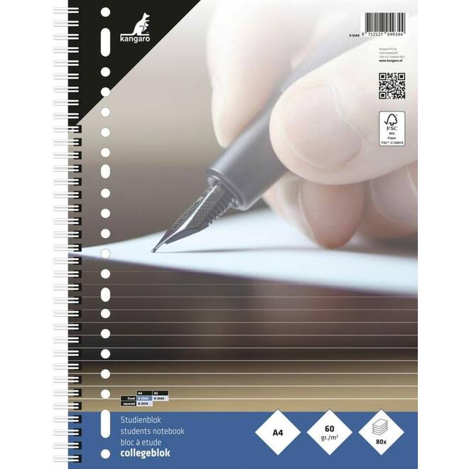 Collegeblok A4 lijn 23-rings, 100 vel