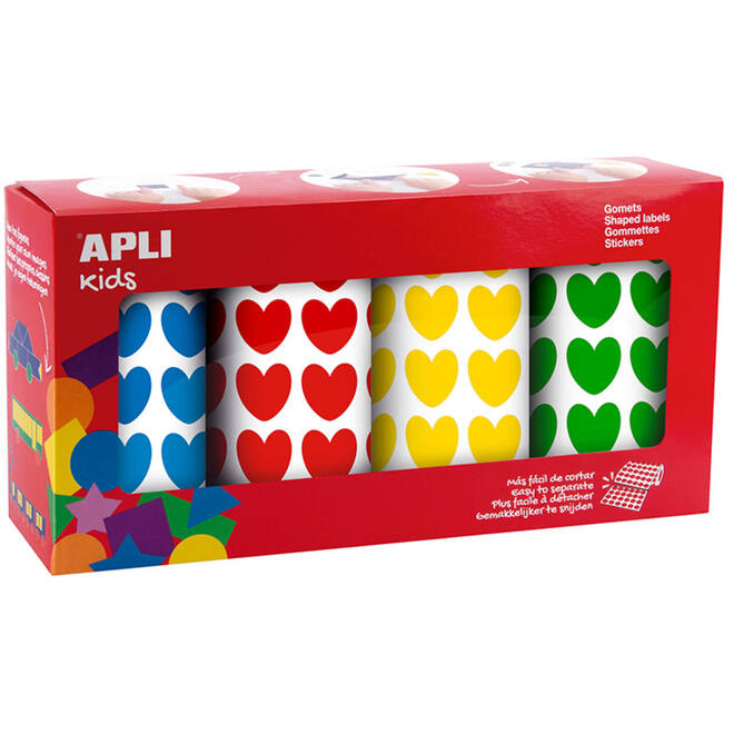 Plakfiguren zelfklevend assorti hartjes, 4 rol